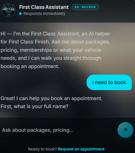 First Class Assistant website built by PrimeLogicDigital