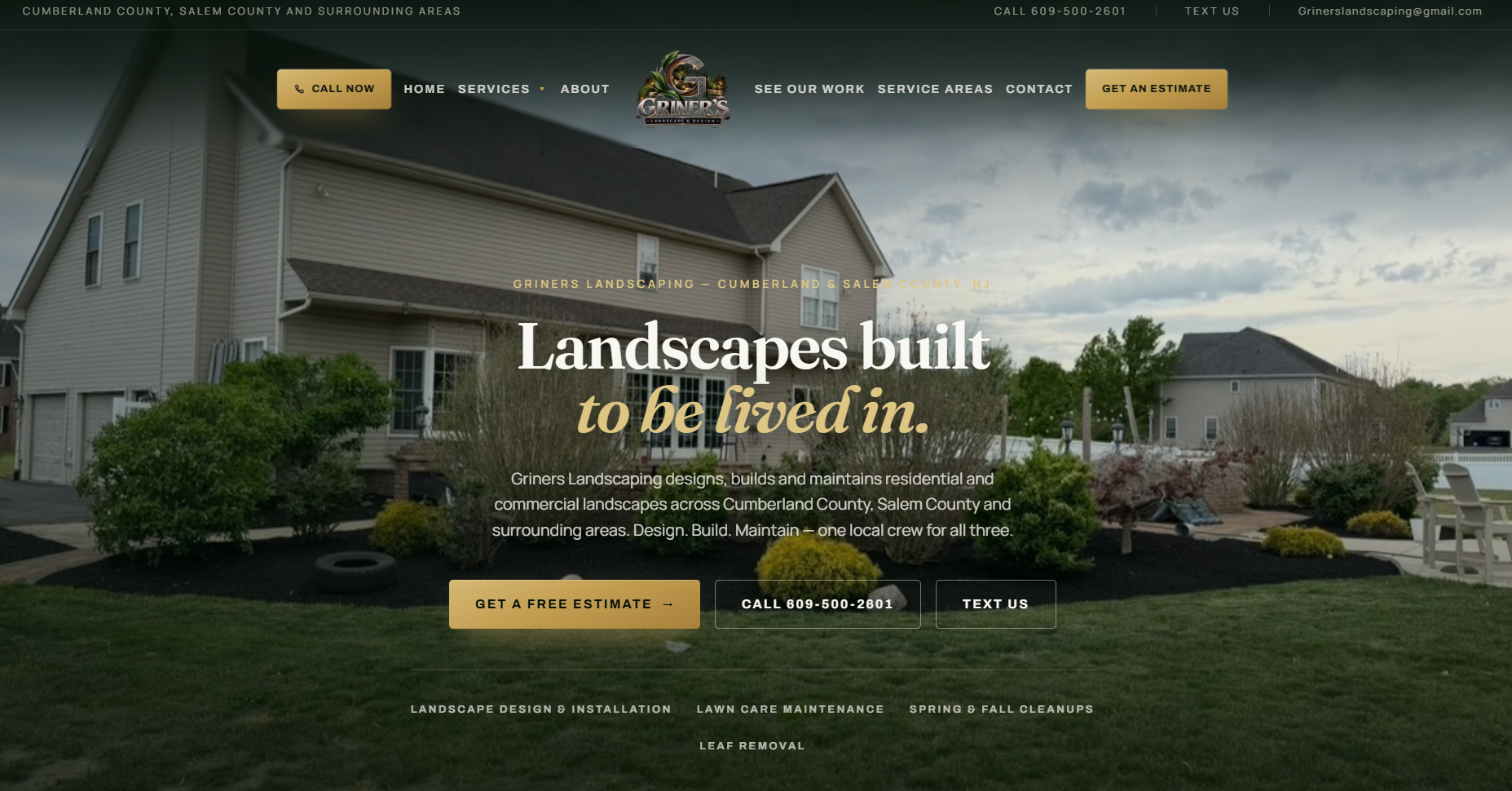 Griner's Landscaping website built by PrimeLogicDigital